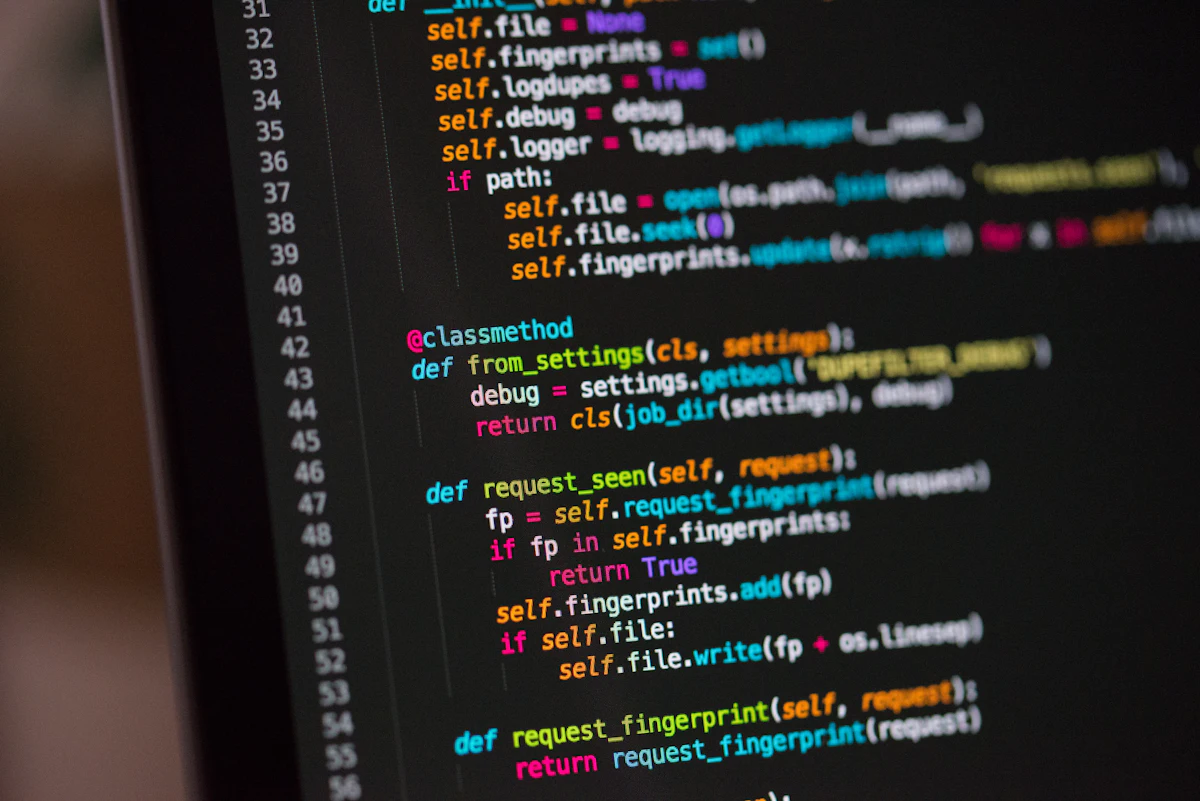 Code for a custom web application on a developer’s screen